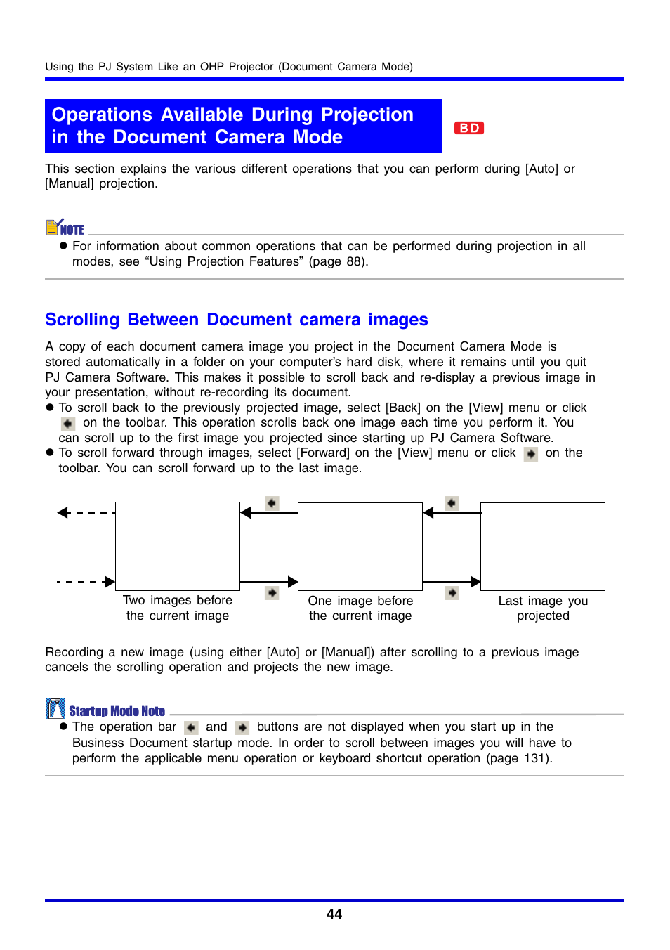 Scrolling between document camera images | Casio YC-430 User Manual | Page 44 / 146