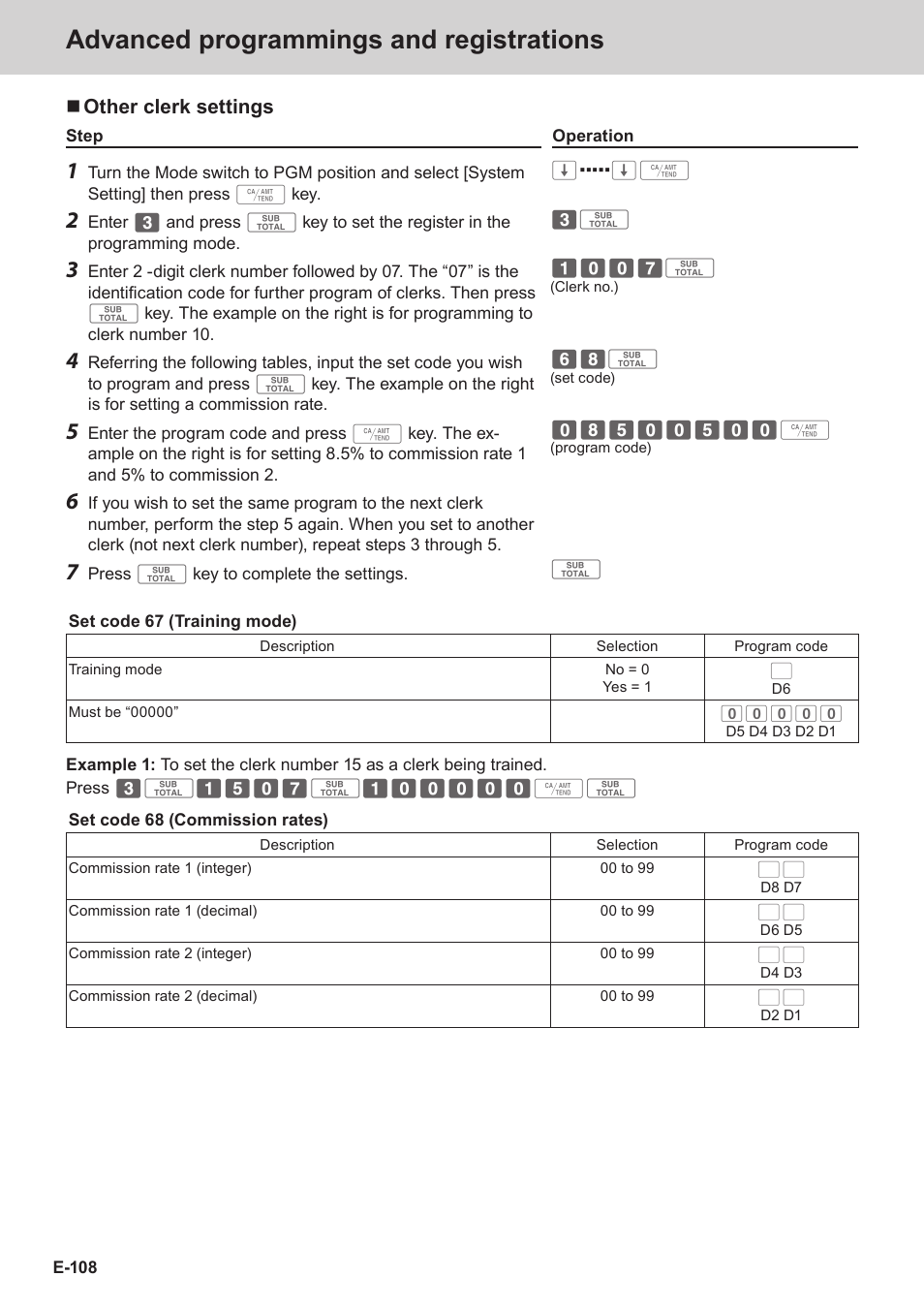 Advanced programmings and registrations | Casio SE-C3500 Manual User Manual | Page 108 / 136