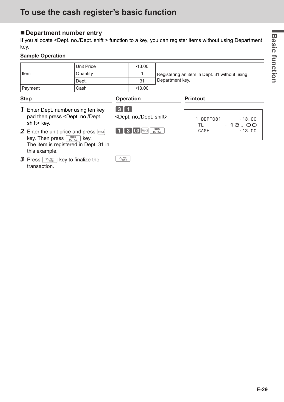 Bas ic fu nc tion | Casio SE-C3500 Manual User Manual | Page 29 / 136