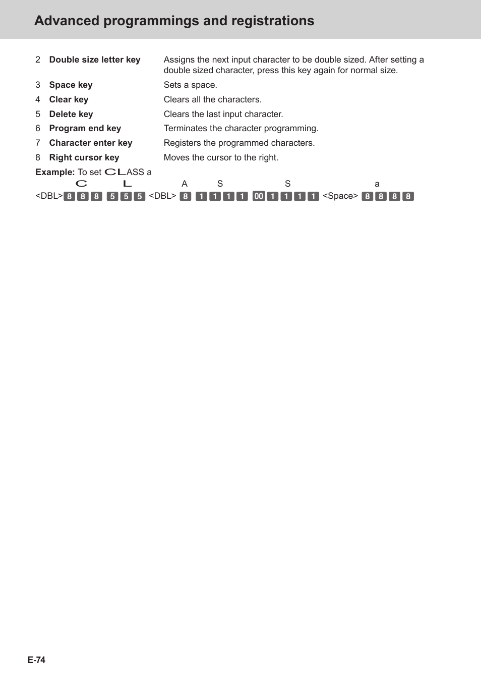 Advanced programmings and registrations | Casio SE-C3500 Manual User Manual | Page 74 / 136