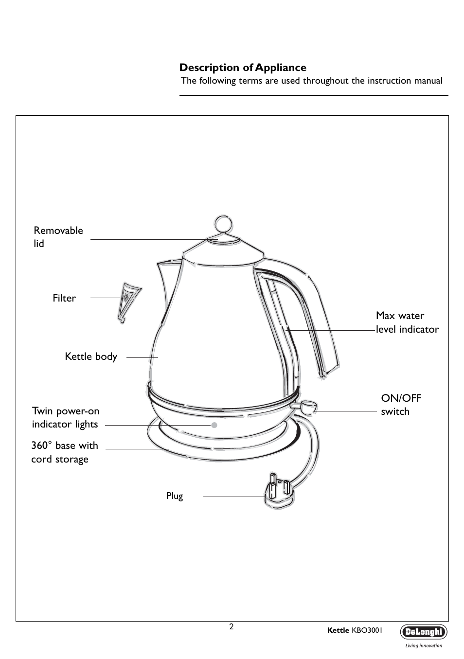 DeLonghi KBO3001 User Manual | Page 2 / 8