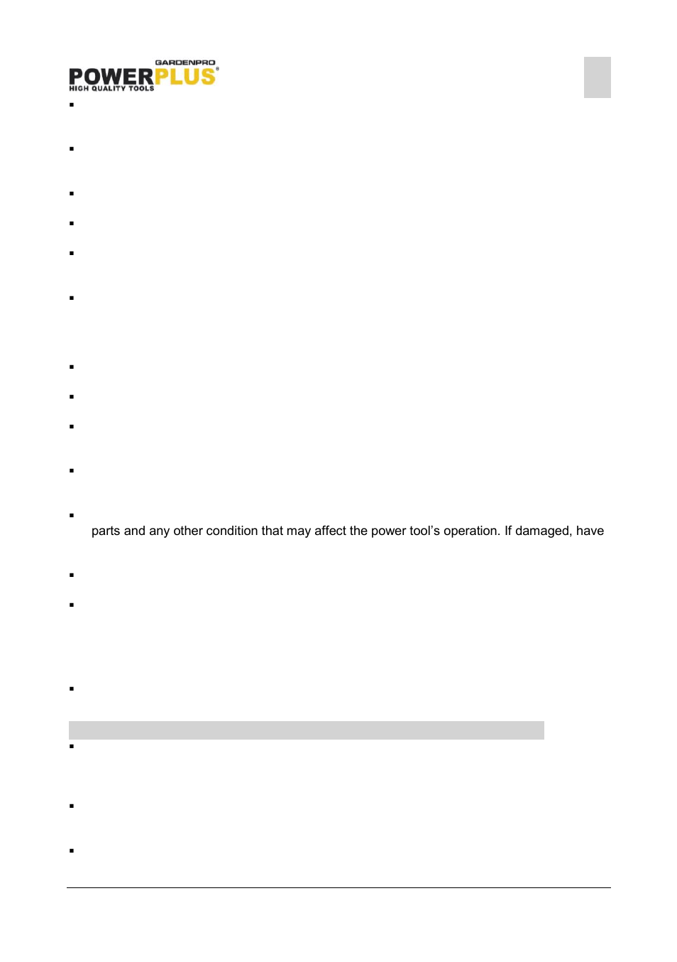 Power tool use and care, Service, Additional safety warnings for hedge trimmers | Powxg2009, 6 additional safety warnings for hedge trimmers | Powerplus POWXG2009 HEDGE TRIMMER 750W 690MM EN User Manual | Page 4 / 8