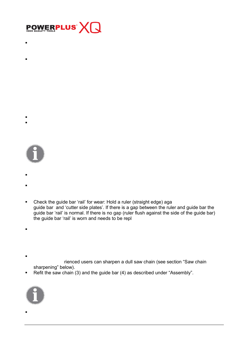 Clean the sprocket nose (5), Guide bar and saw chain maintenance, Saw chain sharpening | Powxqg4040 | Powerplus POWXQG4040 CHAINSAW 2400W 405MM EN User Manual | Page 15 / 18