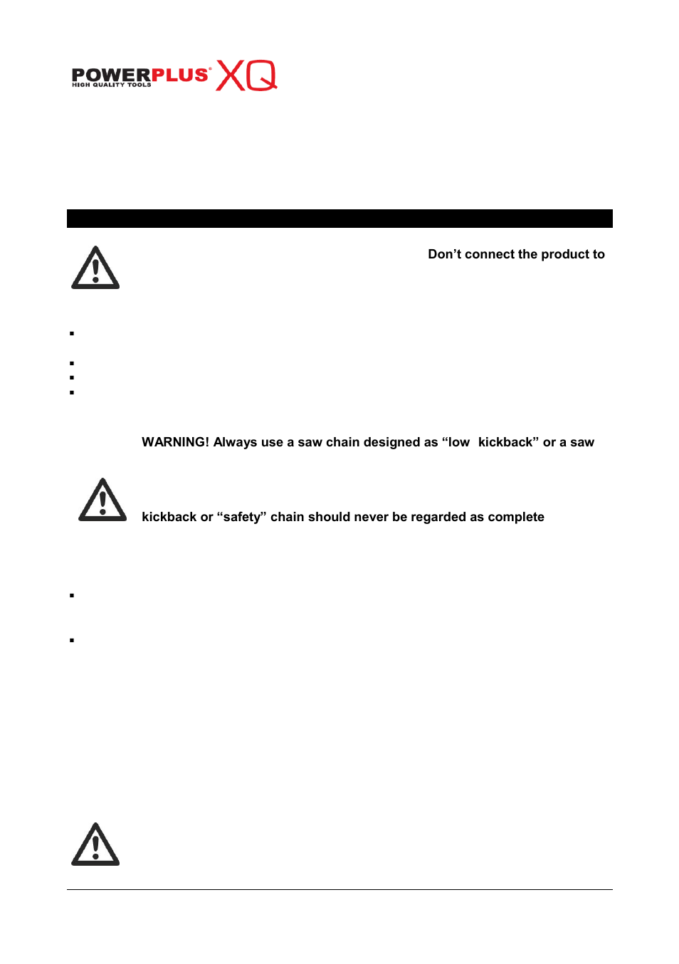 Assembly, Chain and guide bar, Saw chain tensioning | Powerplus POWXQG4040 CHAINSAW 2400W 405MM EN User Manual | Page 9 / 18