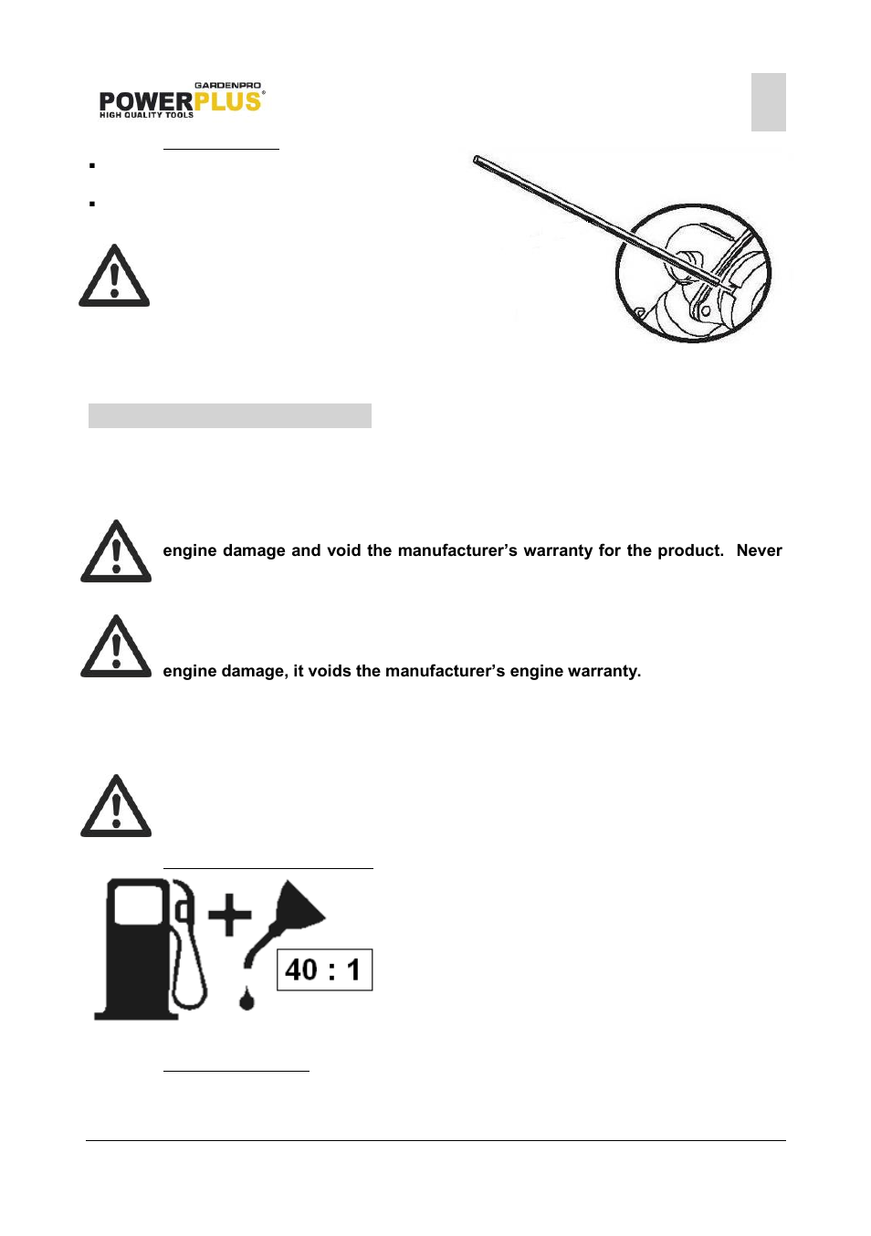 Assembly spool, Fuel and lubrication, Fuel | Mixing fuel, Fuel and lubrication symbols, Reccomanded fuels | Powerplus POWXG3016 BRUSH CUTTER 42,7CC EN User Manual | Page 8 / 15