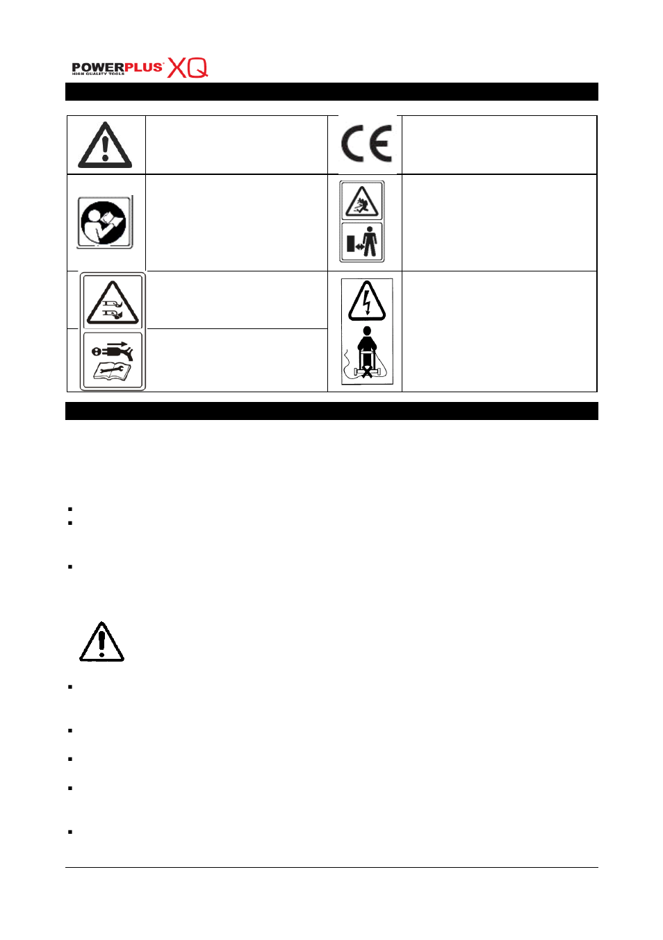 Symbols, General safety warnings, Working area | Electrical safety | Powerplus POWXQG7510 LAWNMOWER 1800W 460MM EN User Manual | Page 4 / 14