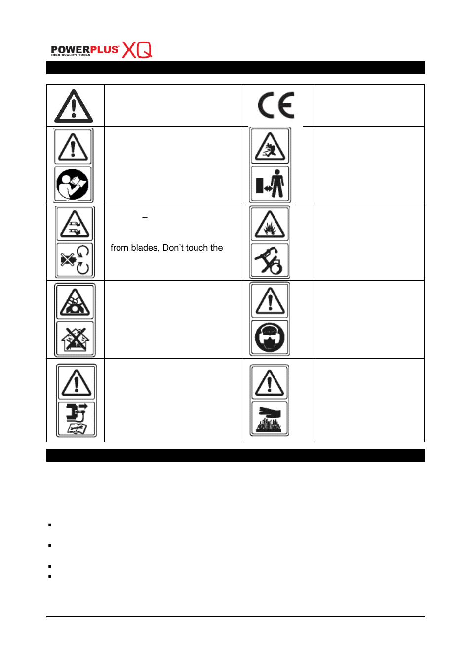 Symbols, General safety warnings, Training | Powerplus POWXQG7556 LAWNMOWER 190CC 560MM EN User Manual | Page 4 / 19