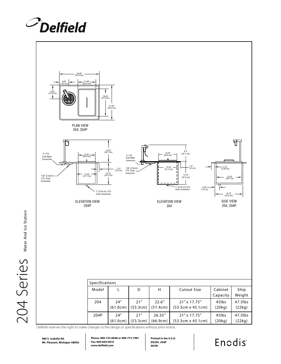 20 4 se rie s | Delfield 204P User Manual | Page 2 / 2