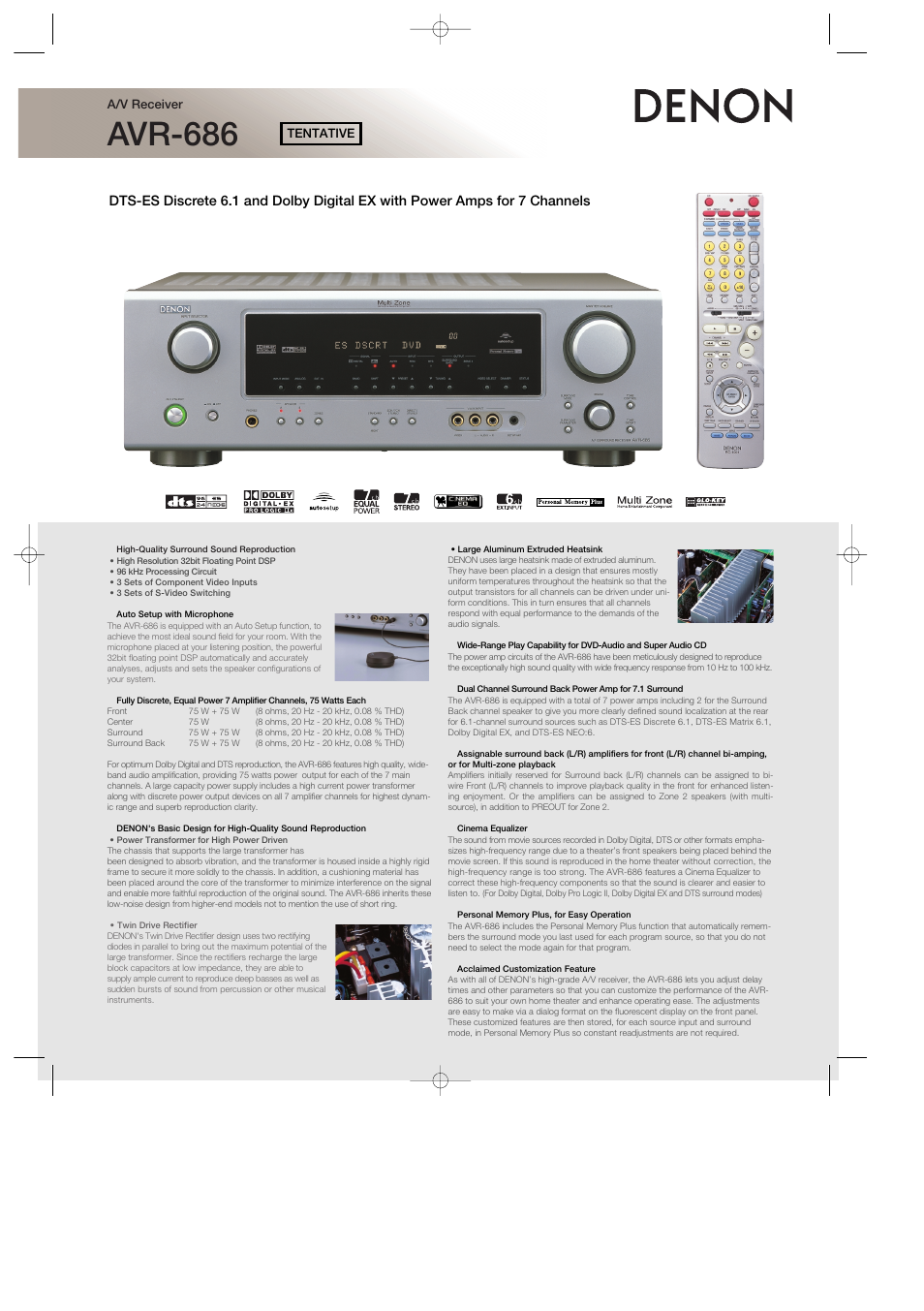 Denon AVR-686 User Manual | 2 pages