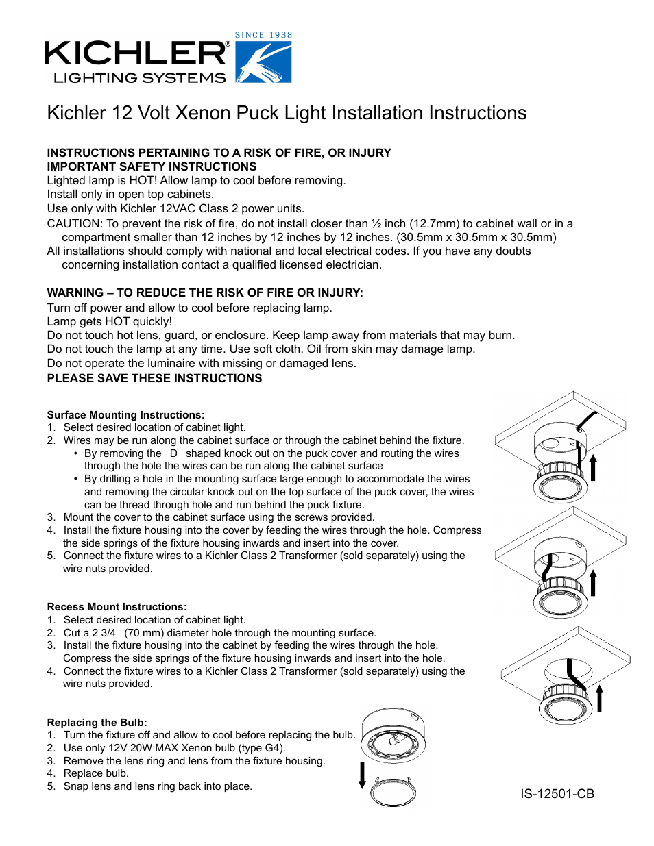 Kichler 12501 v.1 User Manual | 1 page