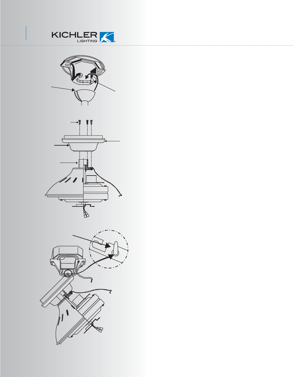 Kcl42-56+1l-300018-p5, Close-to-ceiling installation | Kichler 300018 User Manual | Page 6 / 15