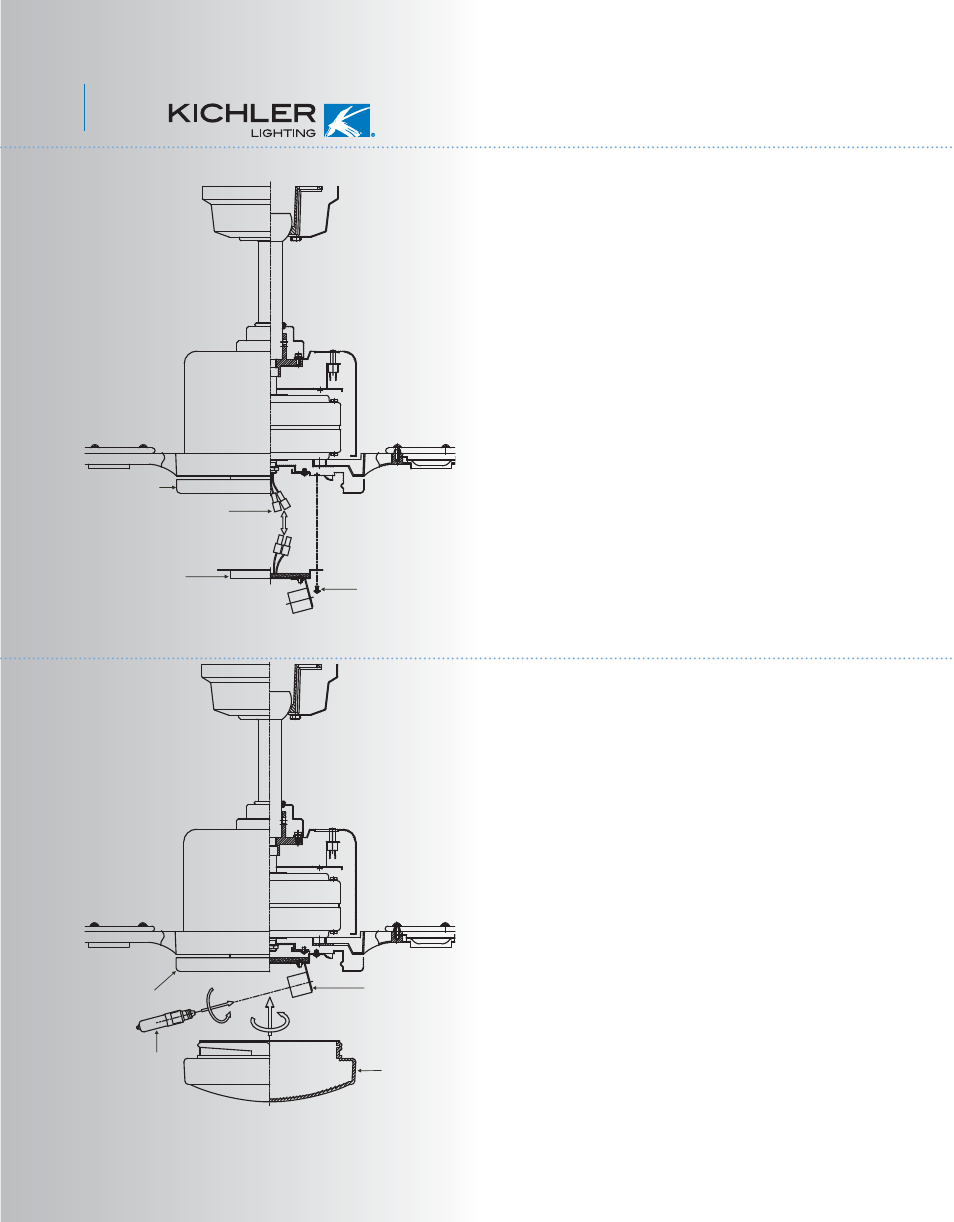 Kcl36+1l-300017-p9, Installing the light bulbs and glass shade, Installing the light fixture | Kichler 300017 User Manual | Page 10 / 14