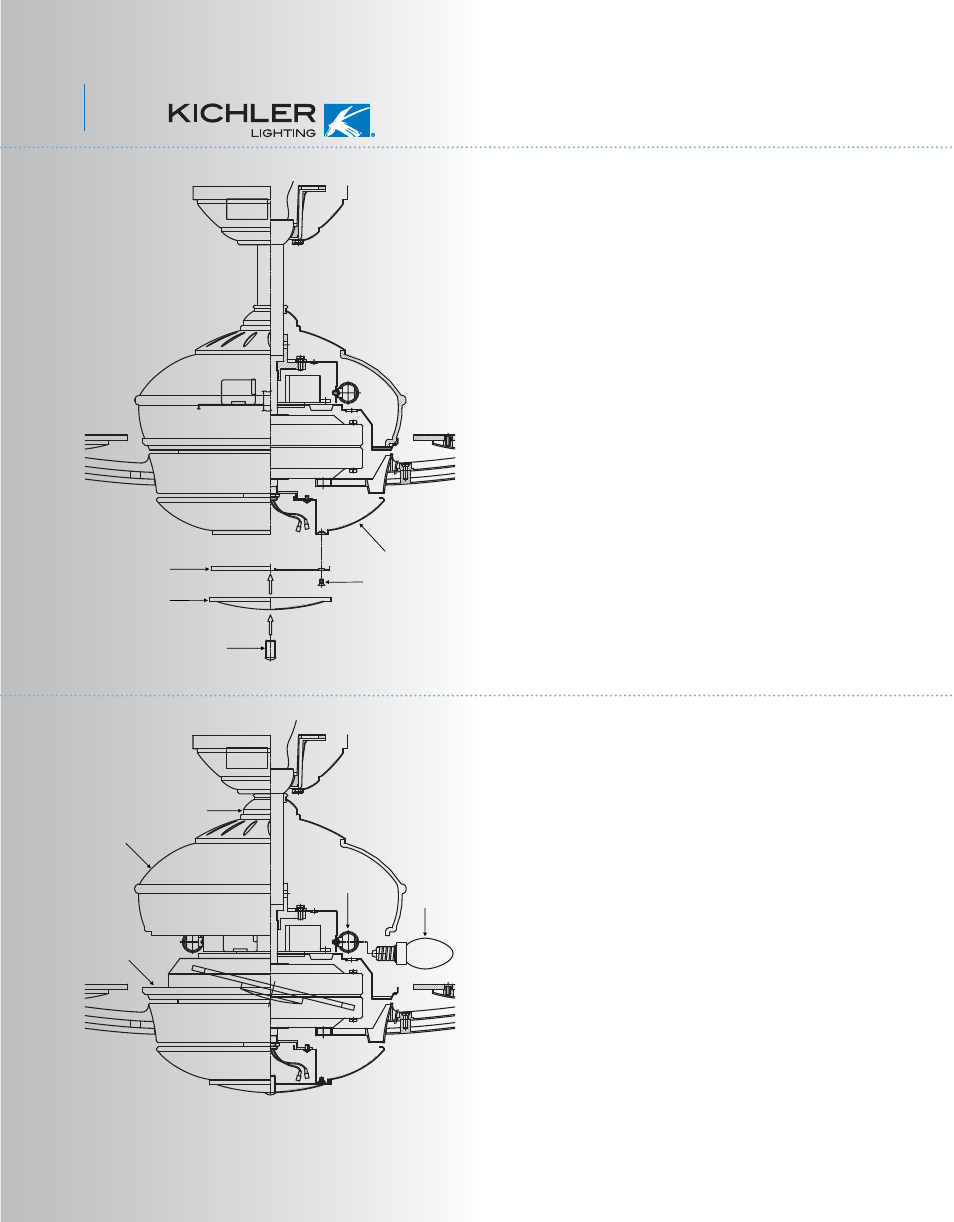 Kcl97-300262-p9, Installing the mounting plate & decorative cap, Up lights replacement | Kichler 300262 User Manual | Page 10 / 14