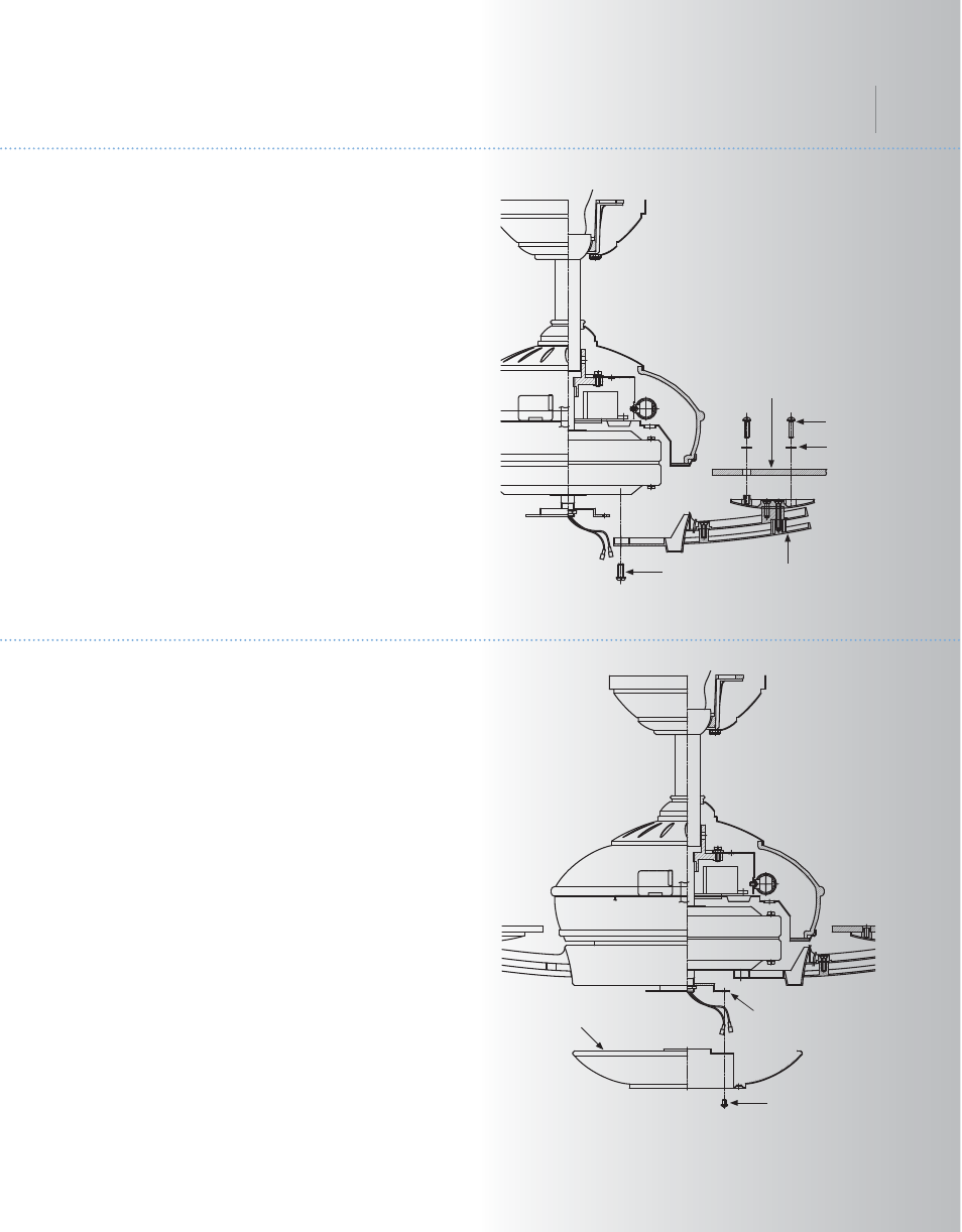 Kcl97-300262-p8, Brinbourne, Installing the bottom housing | Attaching the fan blades | Kichler 300262 User Manual | Page 9 / 14