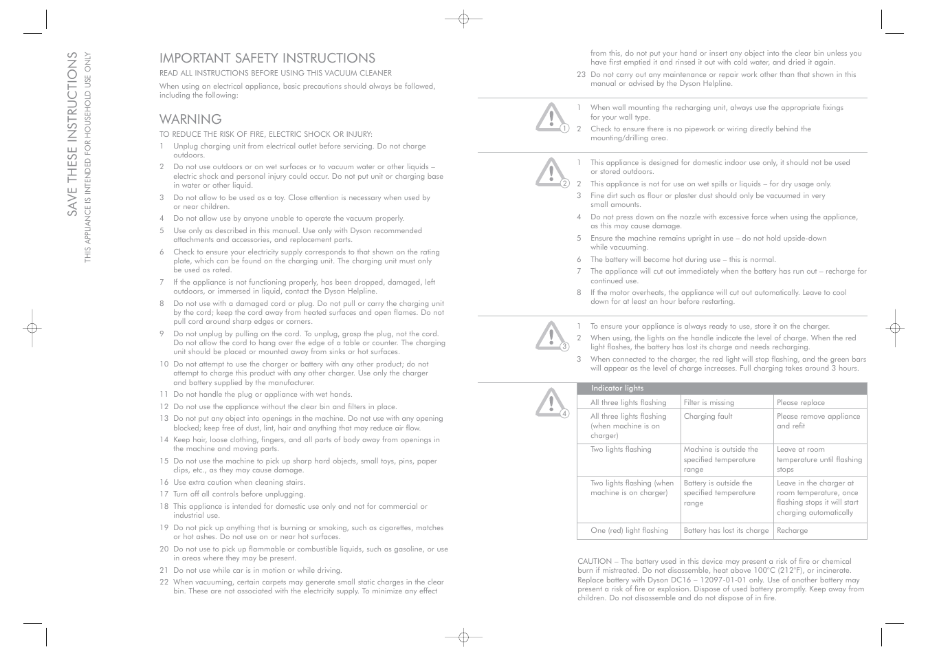 Important safety instructions, Warning, Sa ve these instructions | DYSON Root 6 User Manual | Page 2 / 9