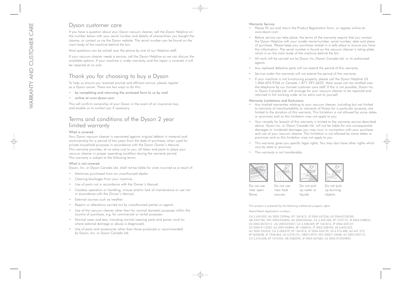 Dyson customer care, Warranty and cust omer care | DYSON Root 6 User Manual | Page 6 / 9