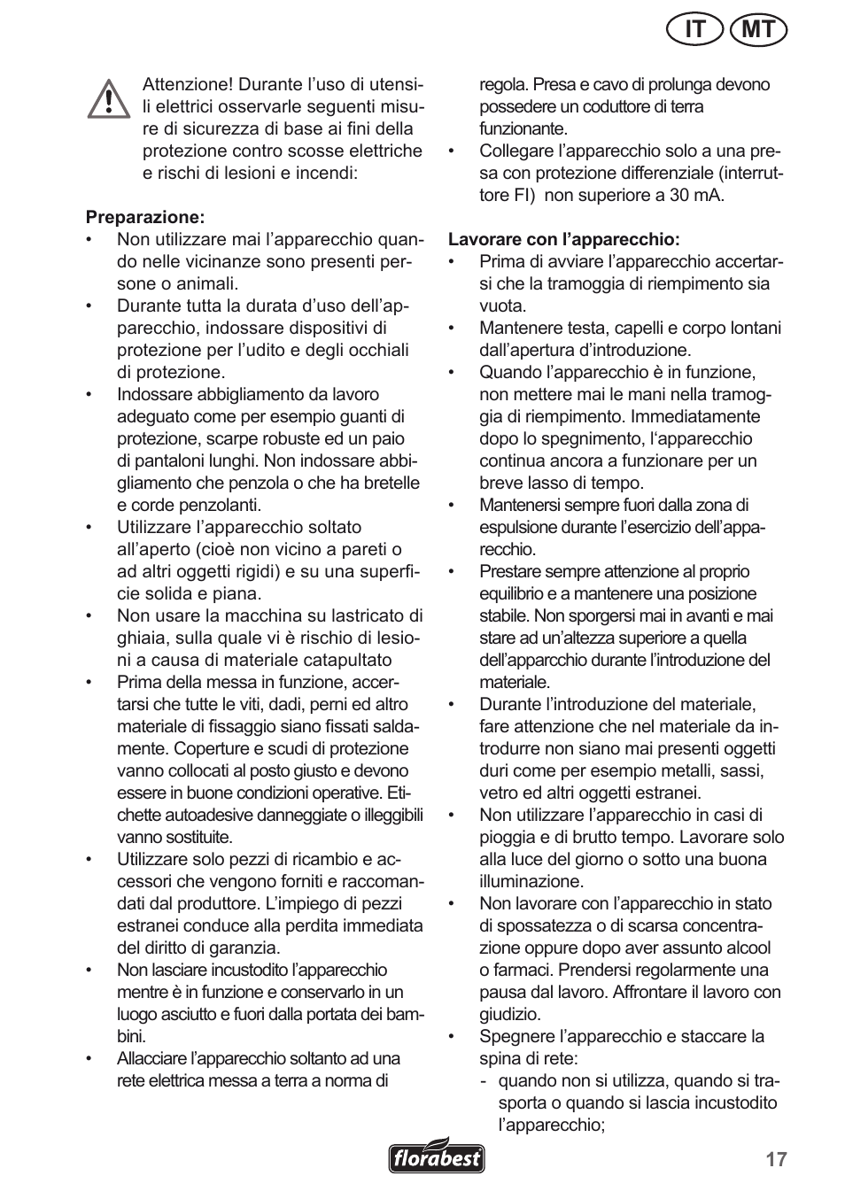 Mt it | Florabest FMH 2400 A1 User Manual | Page 17 / 58