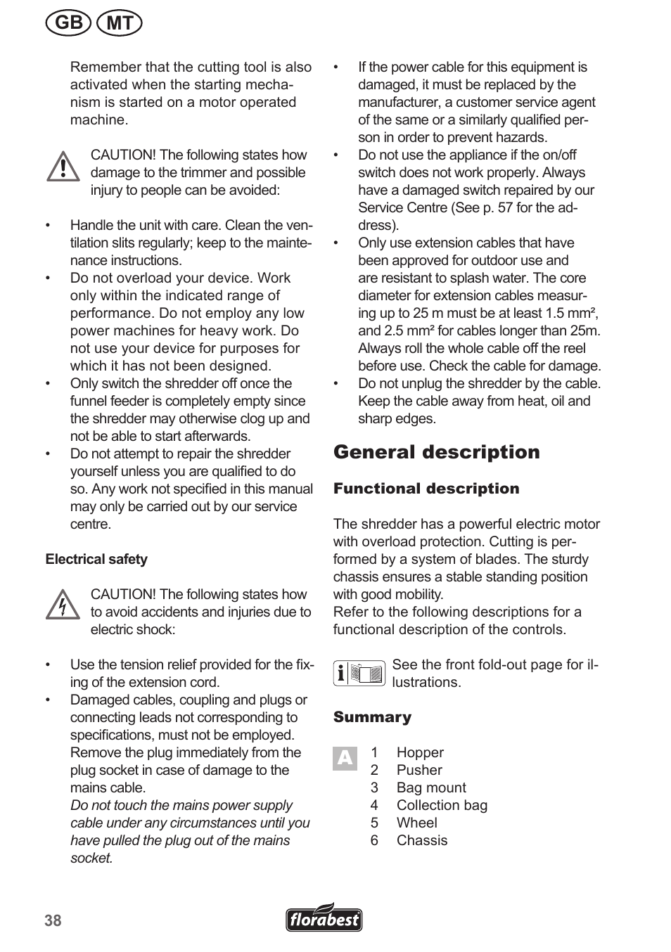 Mt gb, General description | Florabest FMH 2400 A1 User Manual | Page 38 / 58