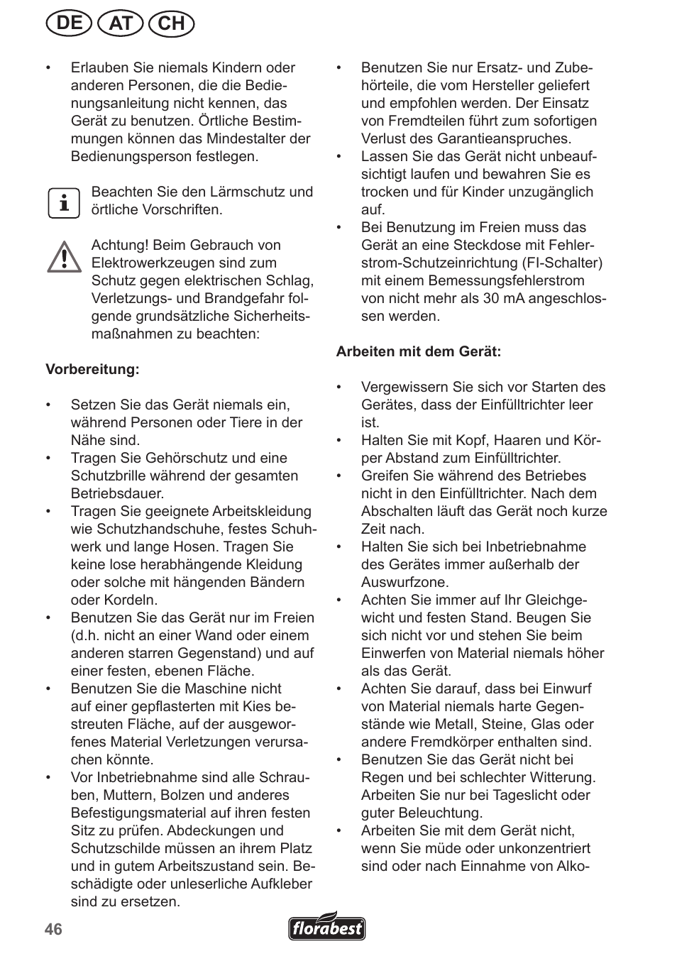 Ch at de | Florabest FMH 2400 A1 User Manual | Page 46 / 58