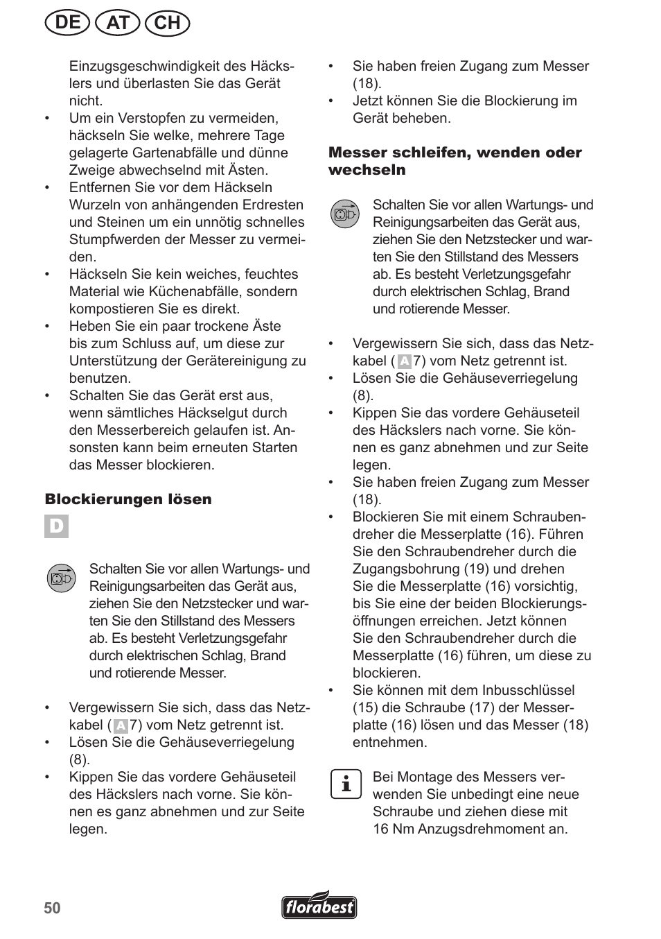 Ch at de | Florabest FMH 2400 A1 User Manual | Page 50 / 58