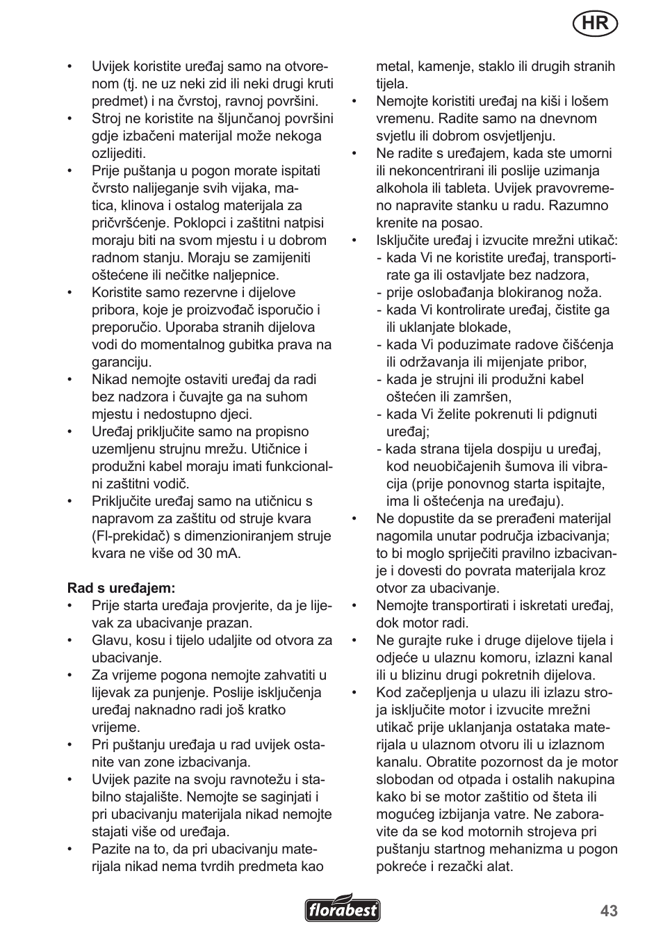 Florabest FMH 2400 A1 User Manual | Page 43 / 66