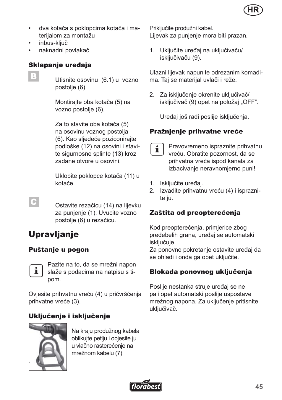 Upravljanje | Florabest FMH 2400 A1 User Manual | Page 45 / 66