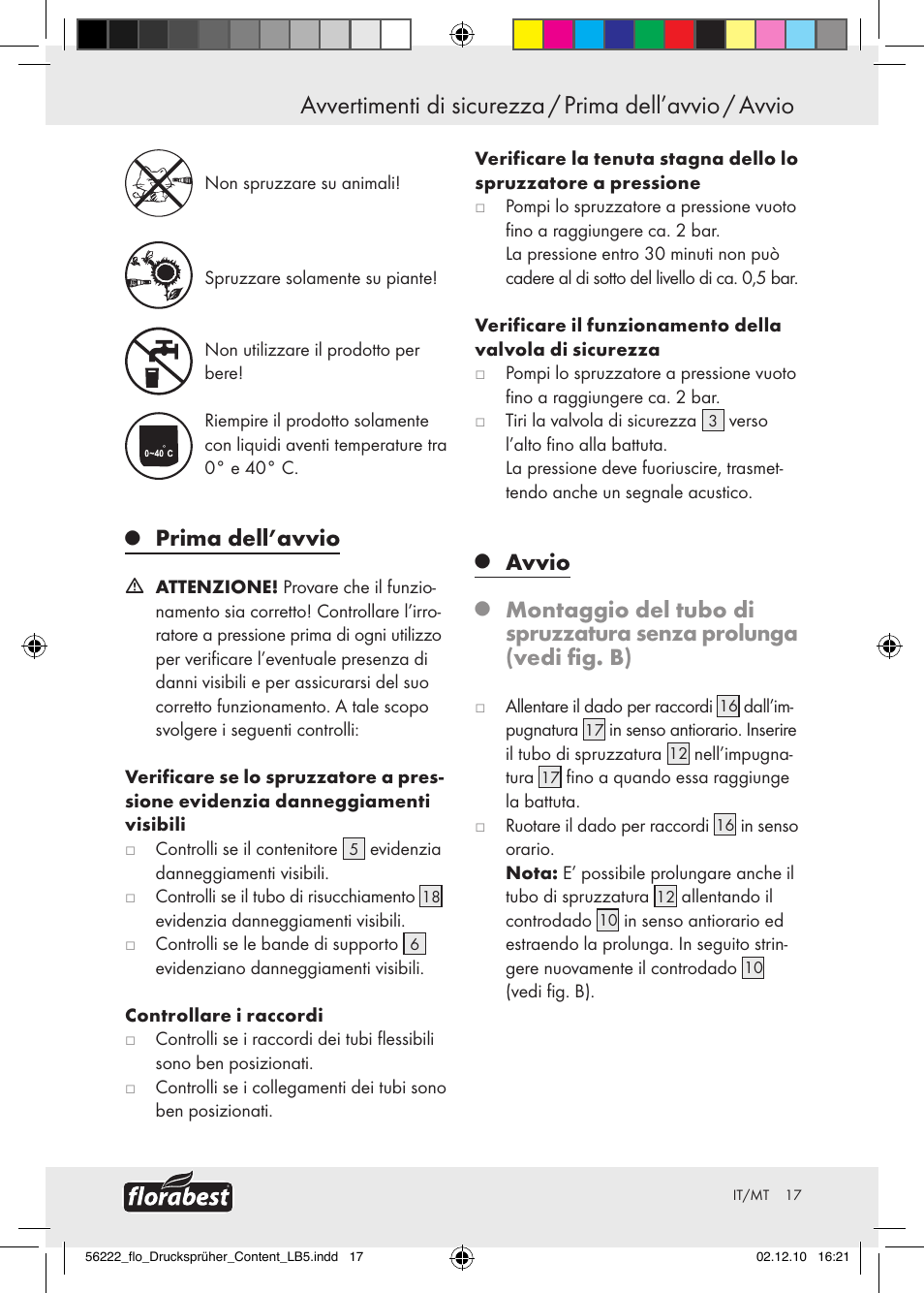 Prima dell’avvio, Avvio | Florabest Z30597 User Manual | Page 15 / 39