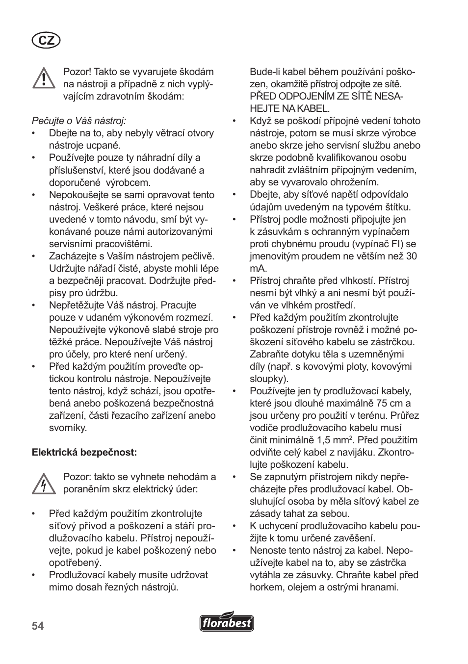 Florabest FRT 450 A1 User Manual | Page 54 / 90