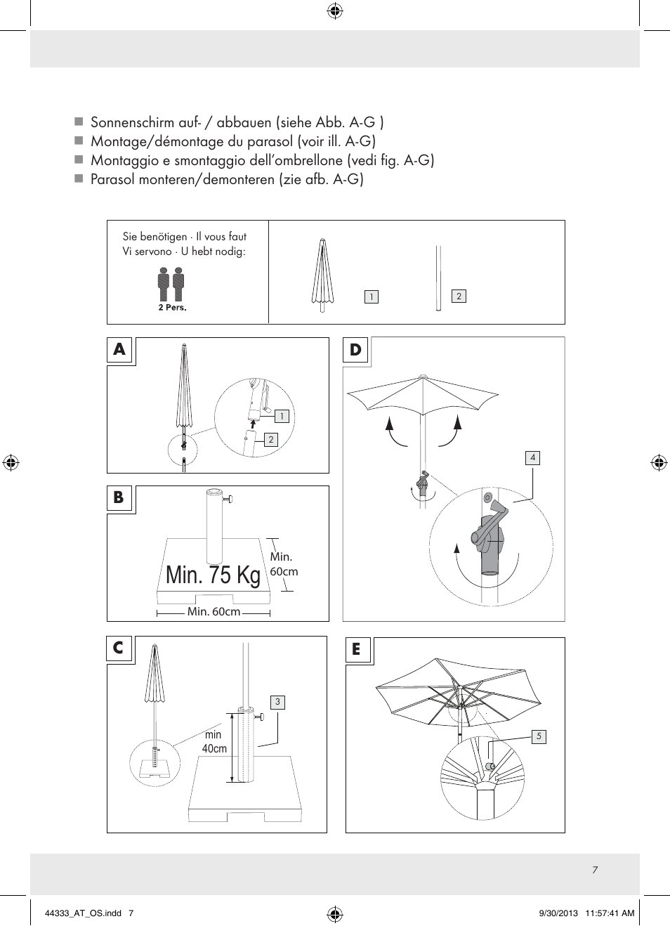 Min. 75 kg | Florabest Z31840 User Manual | Page 7 / 9
