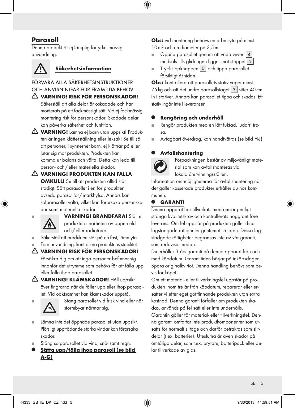 Parasoll | Florabest Z31840 User Manual | Page 5 / 13