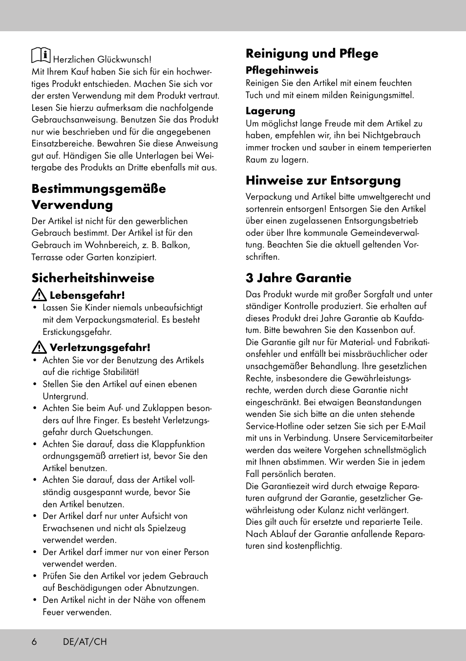 Bestimmungsgemäße verwendung, Sicherheitshinweise, Reinigung und pflege | Hinweise zur entsorgung, 3 jahre garantie | Florabest KH-2009 User Manual | Page 4 / 10