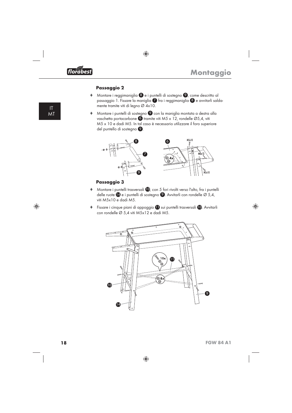 Montaggio, It mt | Florabest FGW 84 A1 User Manual | Page 20 / 62