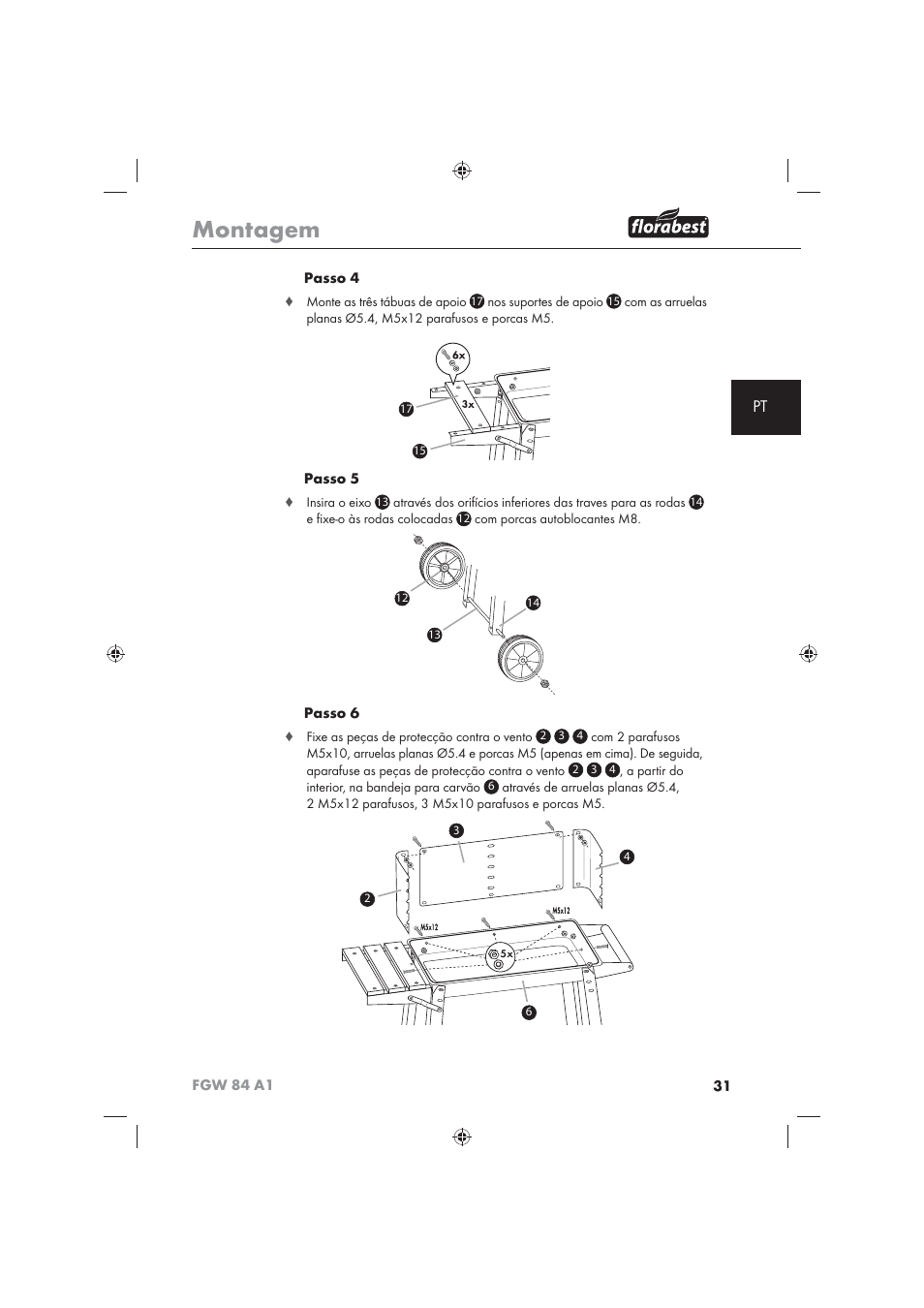 Montagem | Florabest FGW 84 A1 User Manual | Page 33 / 62