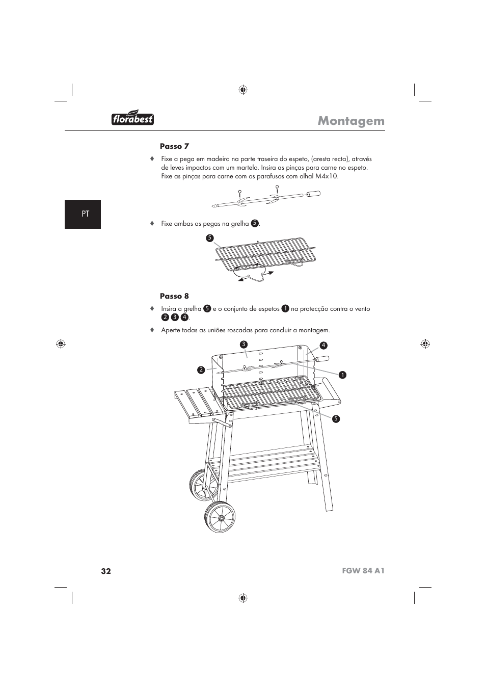 Montagem | Florabest FGW 84 A1 User Manual | Page 34 / 62