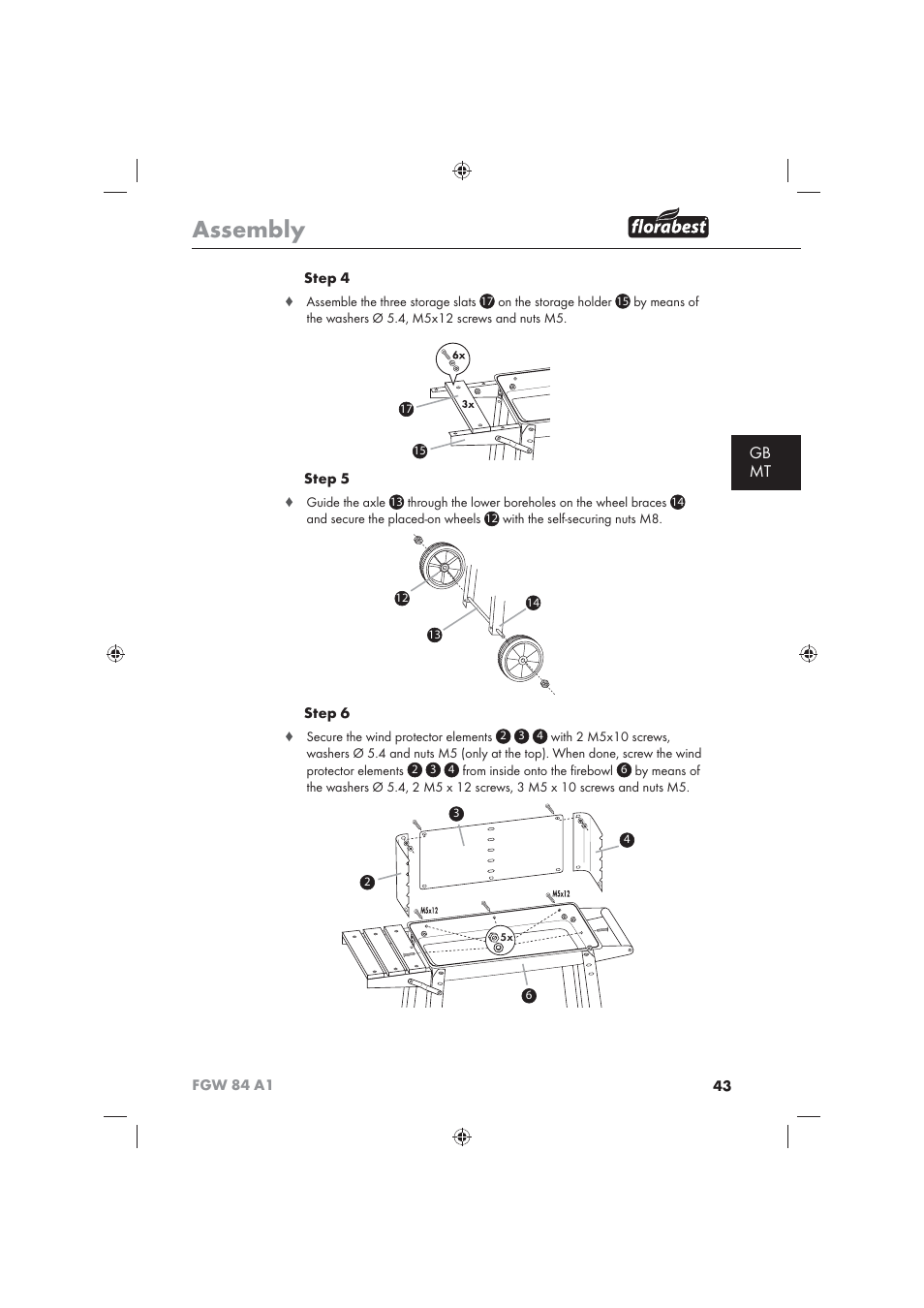 Assembly, Gb mt | Florabest FGW 84 A1 User Manual | Page 45 / 62