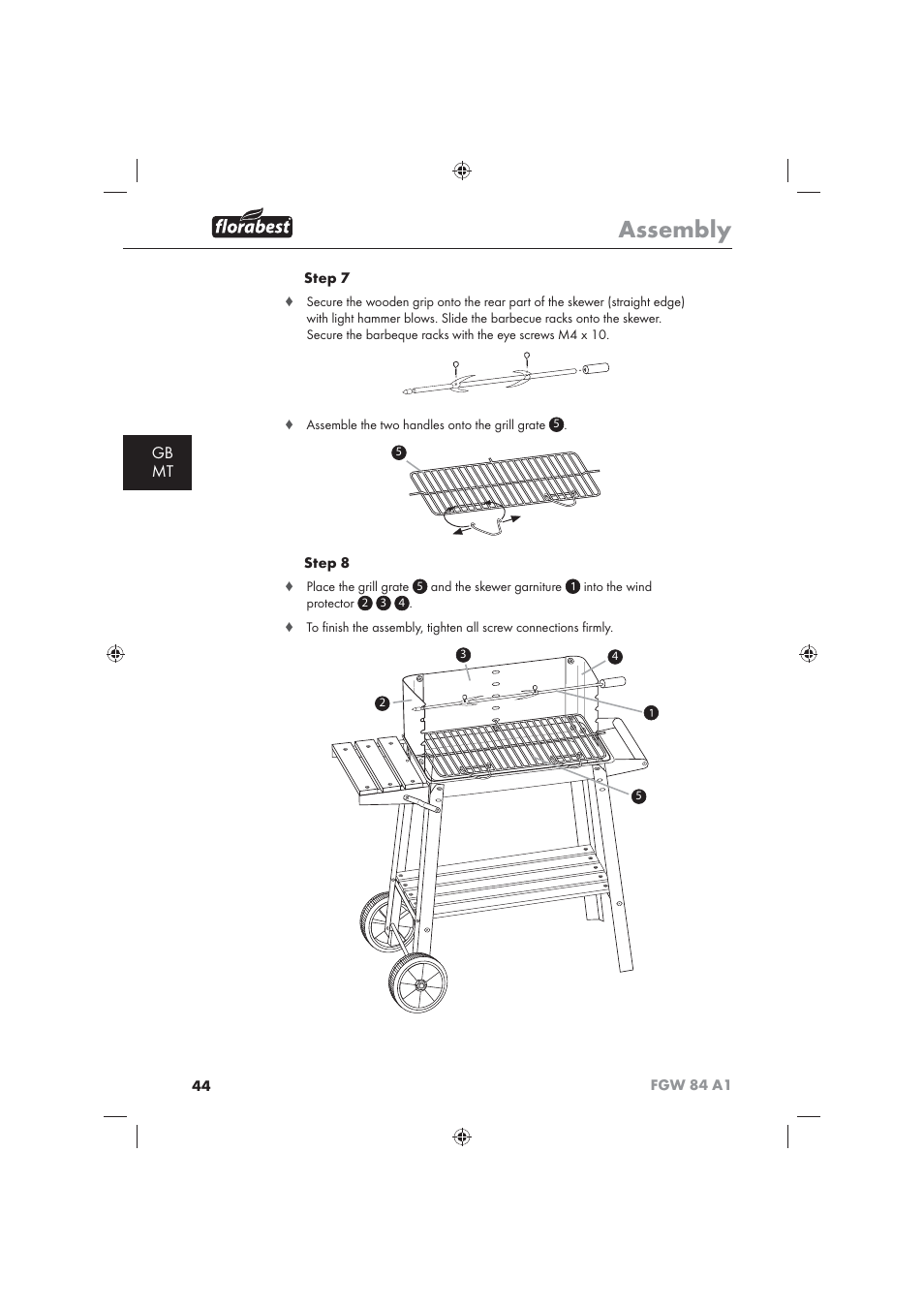 Assembly, Gb mt | Florabest FGW 84 A1 User Manual | Page 46 / 62