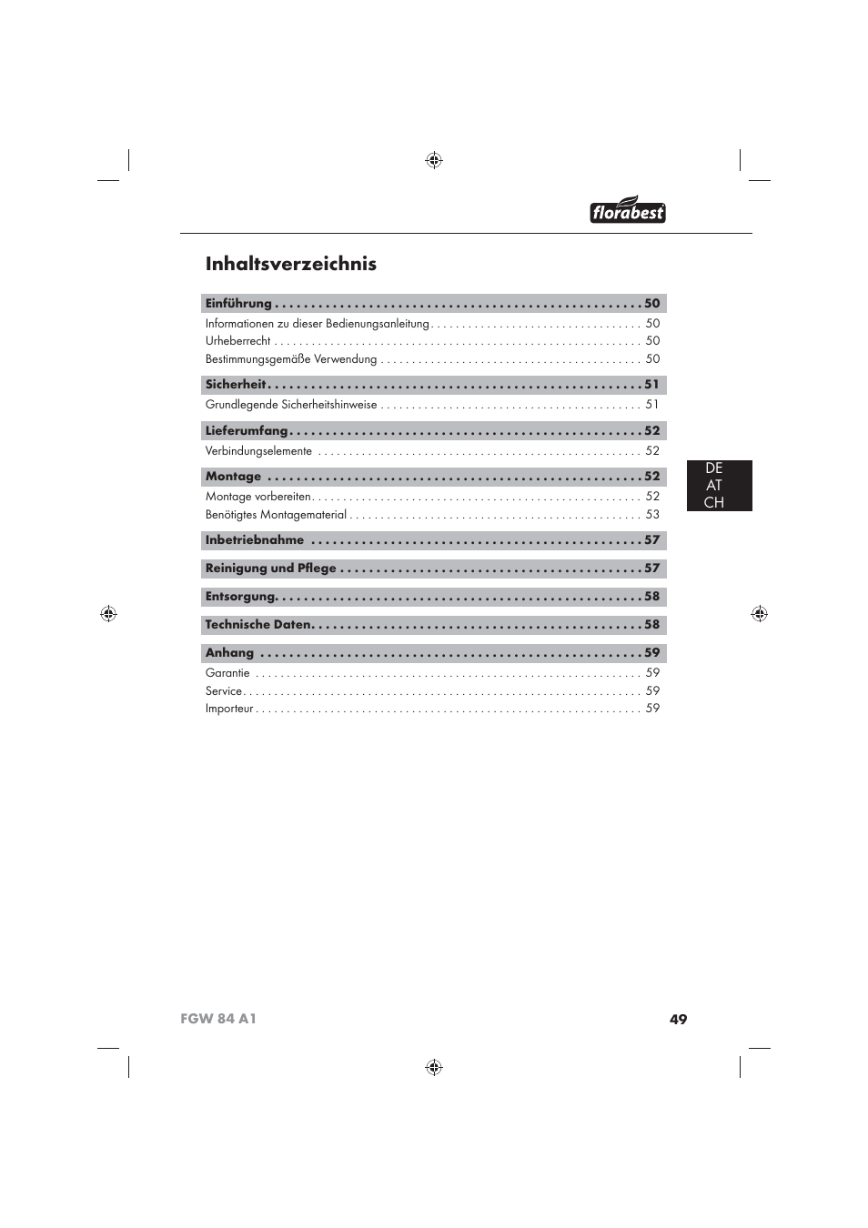 Florabest FGW 84 A1 User Manual | Page 51 / 62