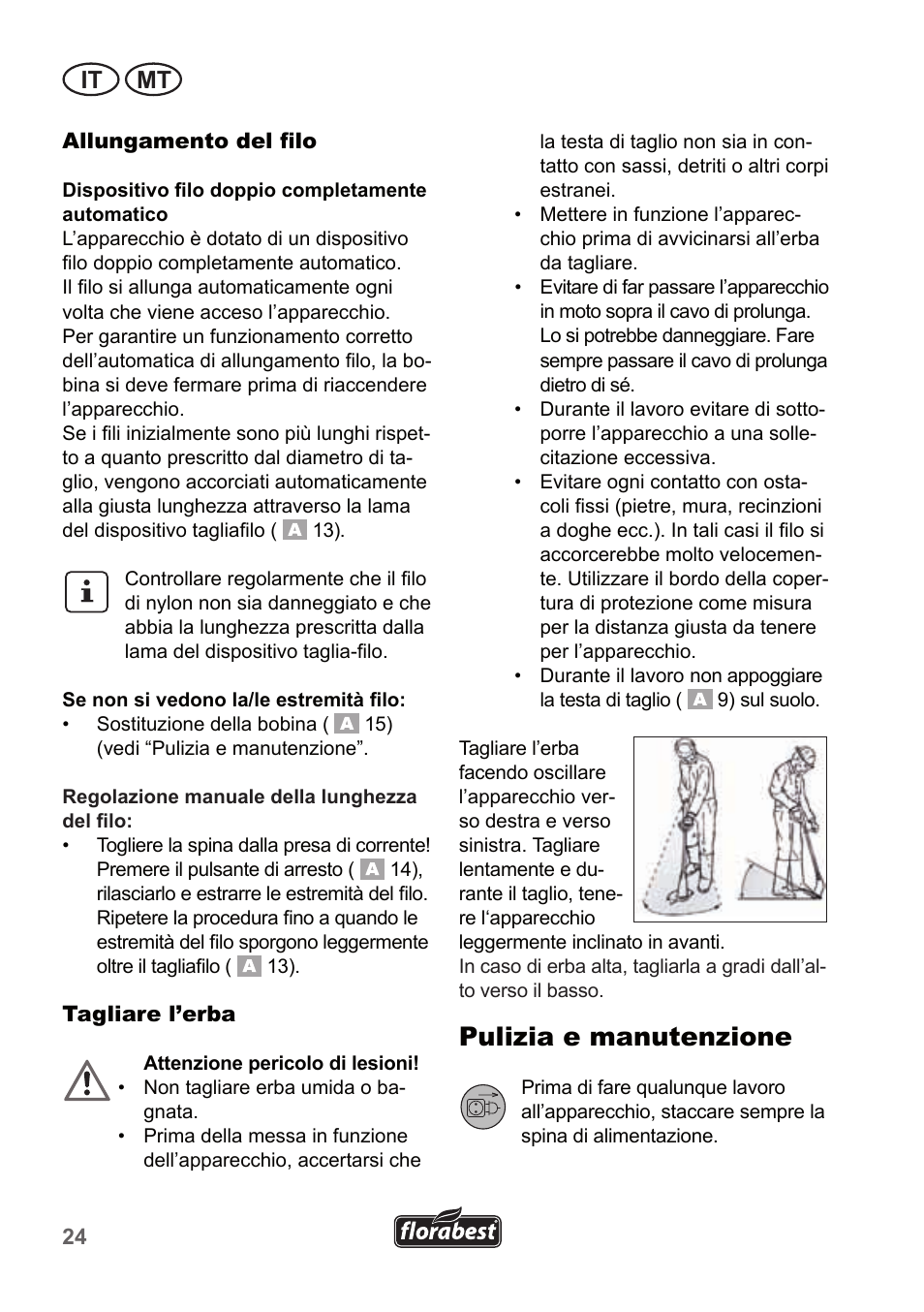 Pulizia e manutenzione, It mt | Florabest FRT 450 A1 User Manual | Page 24 / 70