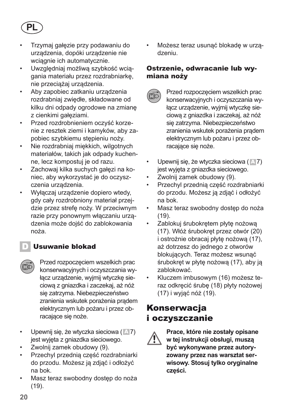 Konserwacja i oczyszczanie | Florabest FMH 2400 B2 User Manual | Page 20 / 81