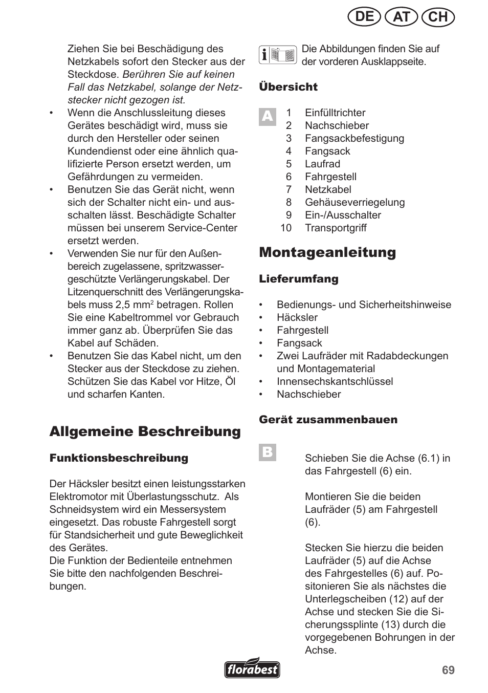 Ch at de, Allgemeine beschreibung, Montageanleitung | Florabest FMH 2400 B2 User Manual | Page 69 / 81