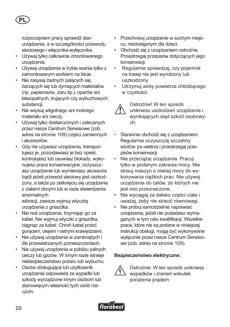 Florabest FLB 2500 A3 User Manual | Page 20 / 110