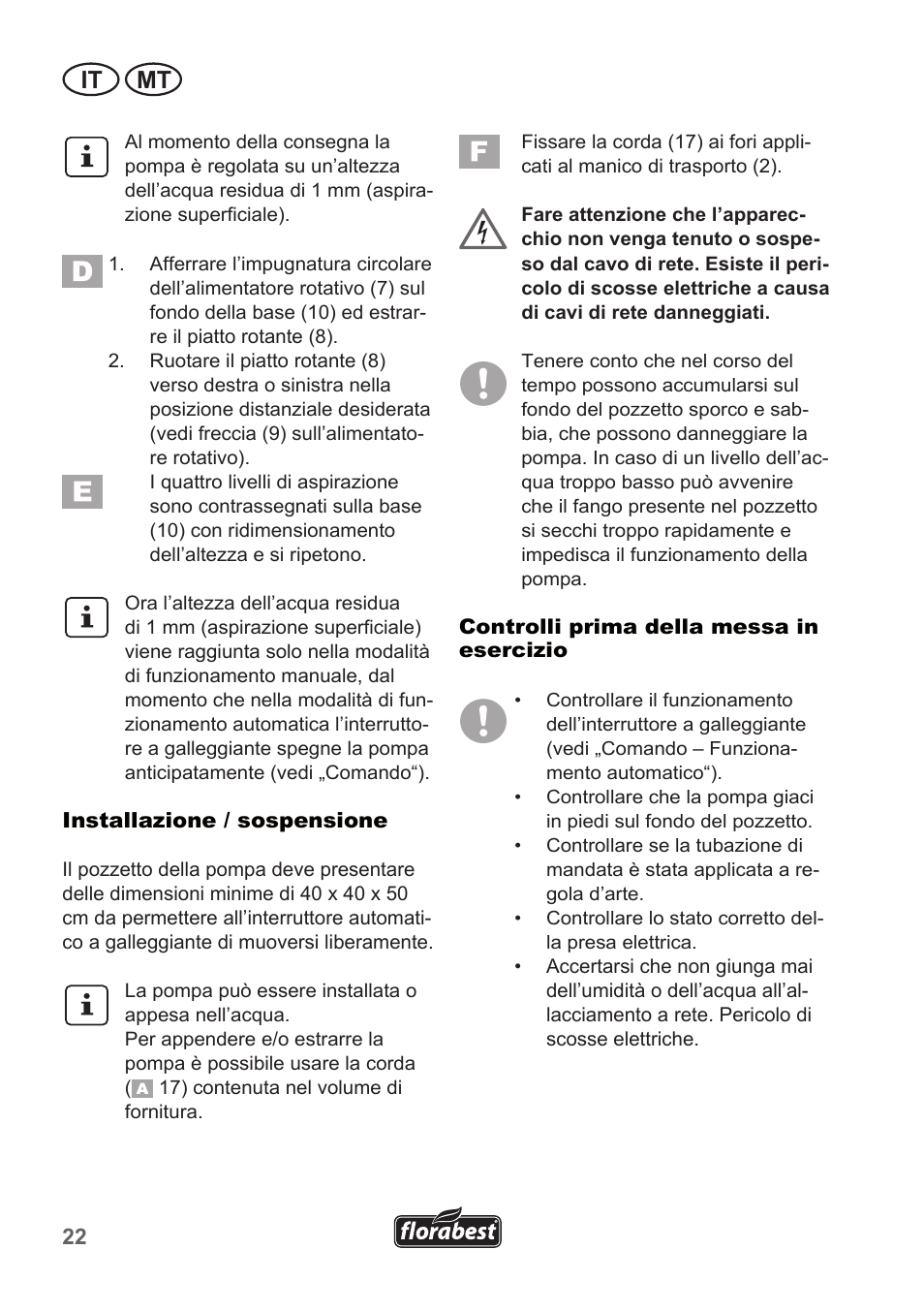 It mt | Florabest FTP 400 A1 User Manual | Page 22 / 70