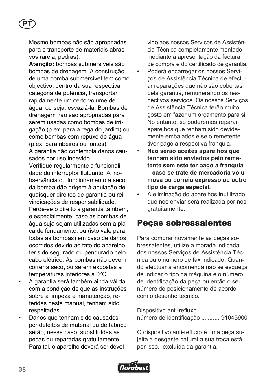 Peças sobressalentes | Florabest FTP 400 A1 User Manual | Page 38 / 70