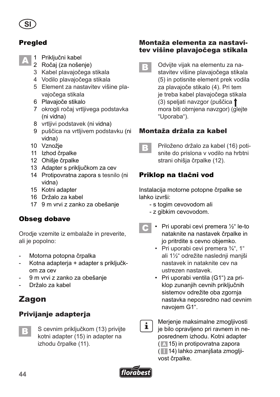 Zagon | Florabest FTP 400 A1 User Manual | Page 44 / 94
