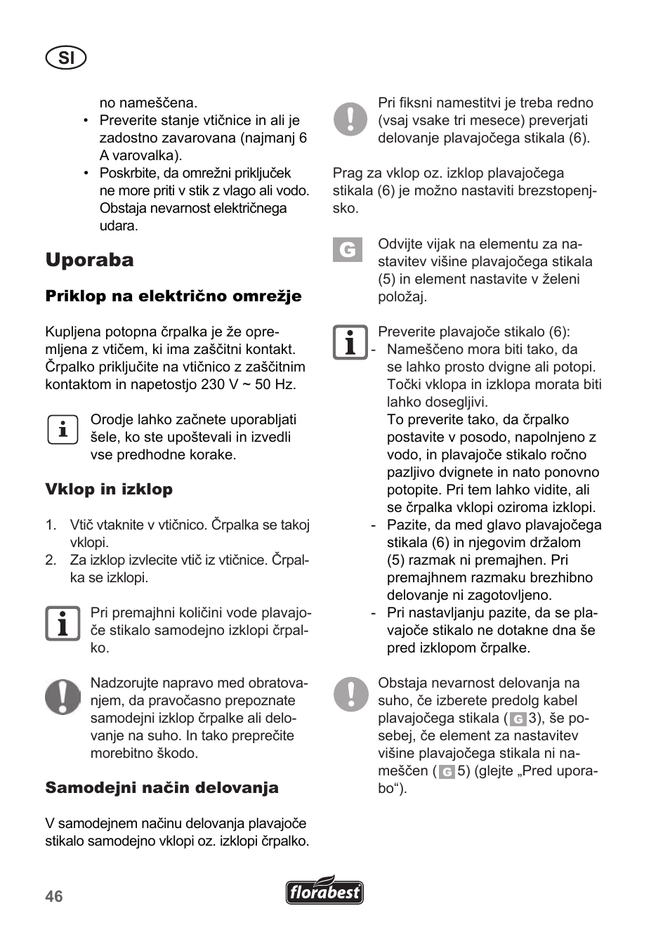 Uporaba | Florabest FTP 400 A1 User Manual | Page 46 / 94