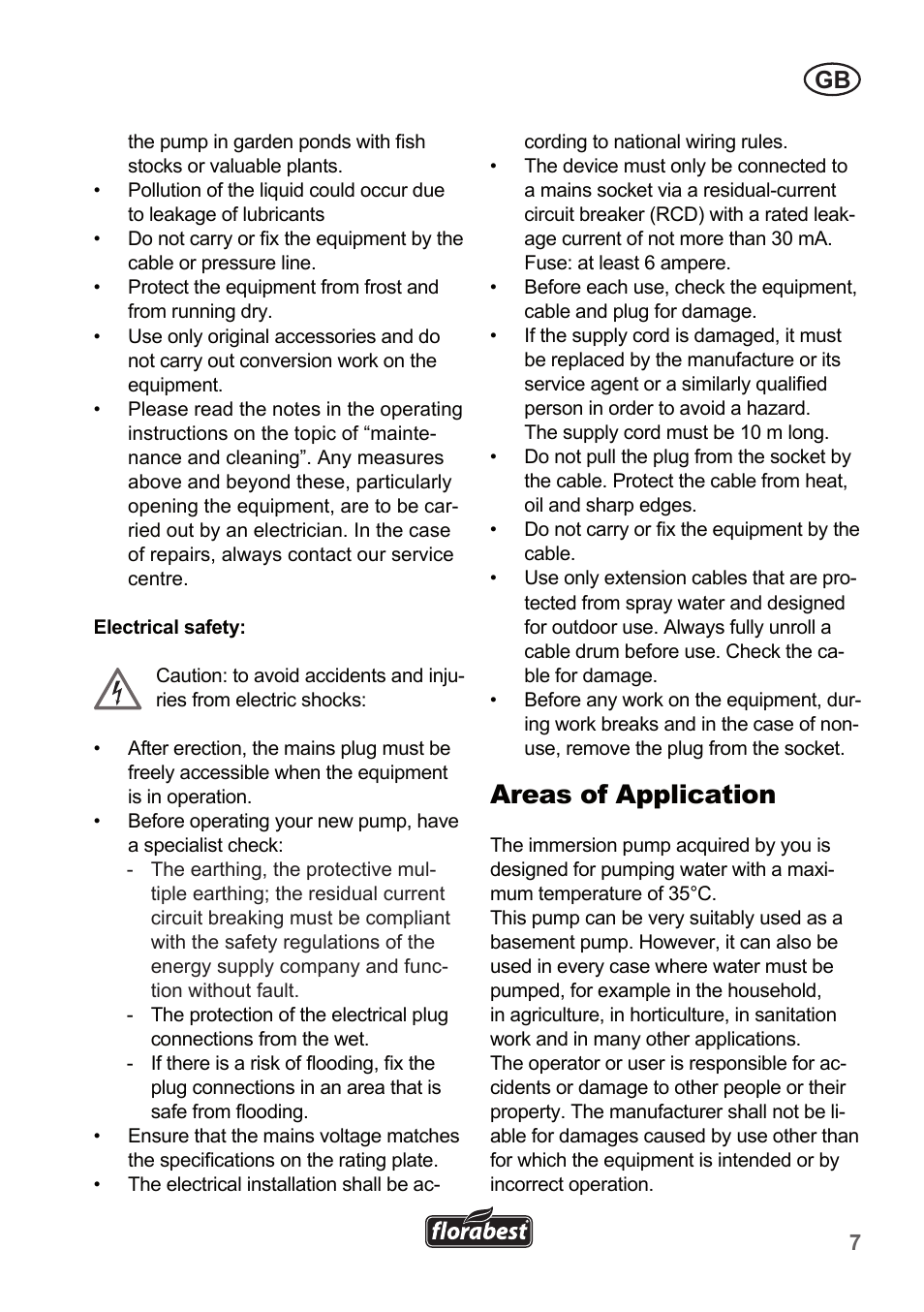 Areas of application | Florabest FTP 400 A1 User Manual | Page 7 / 94