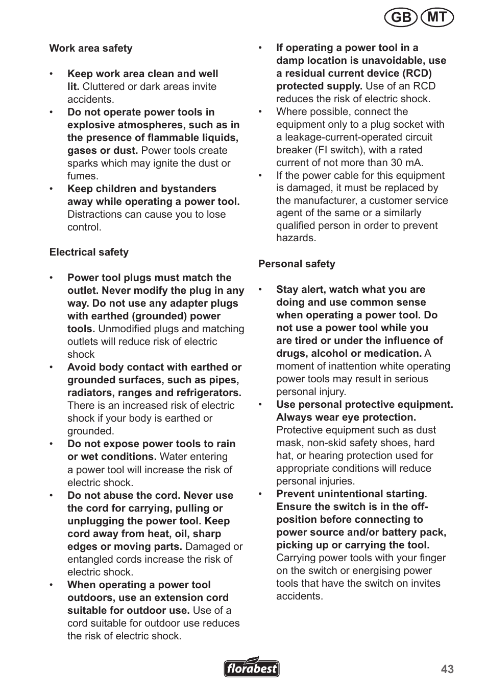 Mt gb | Florabest FHL 900 A1 User Manual | Page 43 / 70
