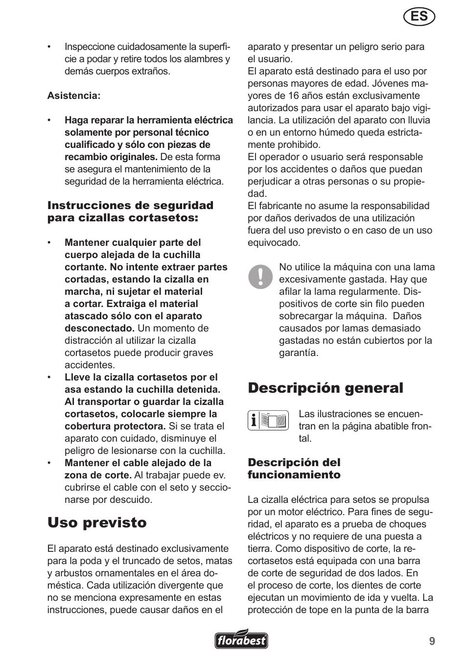 Uso previsto, Descripción general | Florabest FHL 900 A1 User Manual | Page 9 / 70