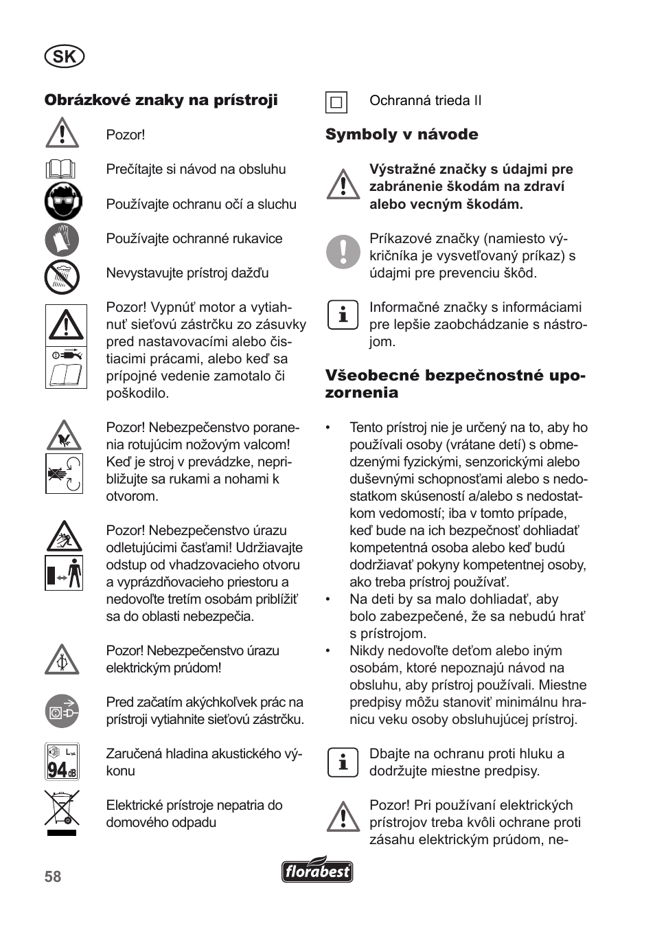 Florabest FLH 2500 A1 User Manual | Page 58 / 94