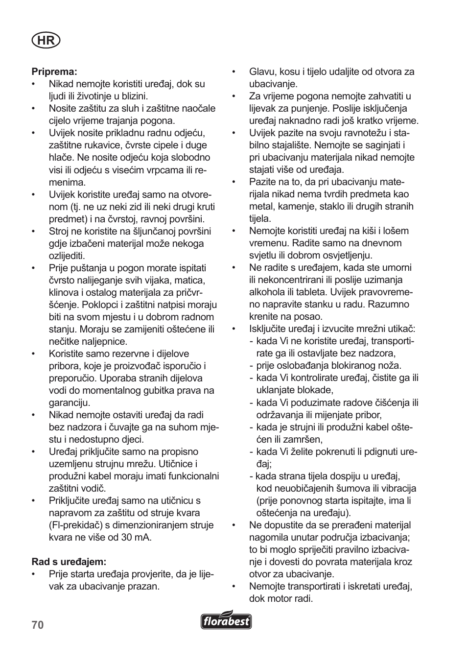 Florabest FLH 2500 A1 User Manual | Page 70 / 94